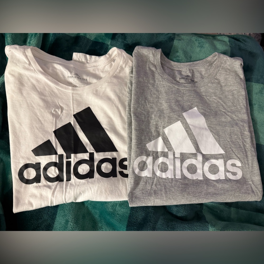 Adidas Amplifier Tee in Heather Gray & White - 2pack